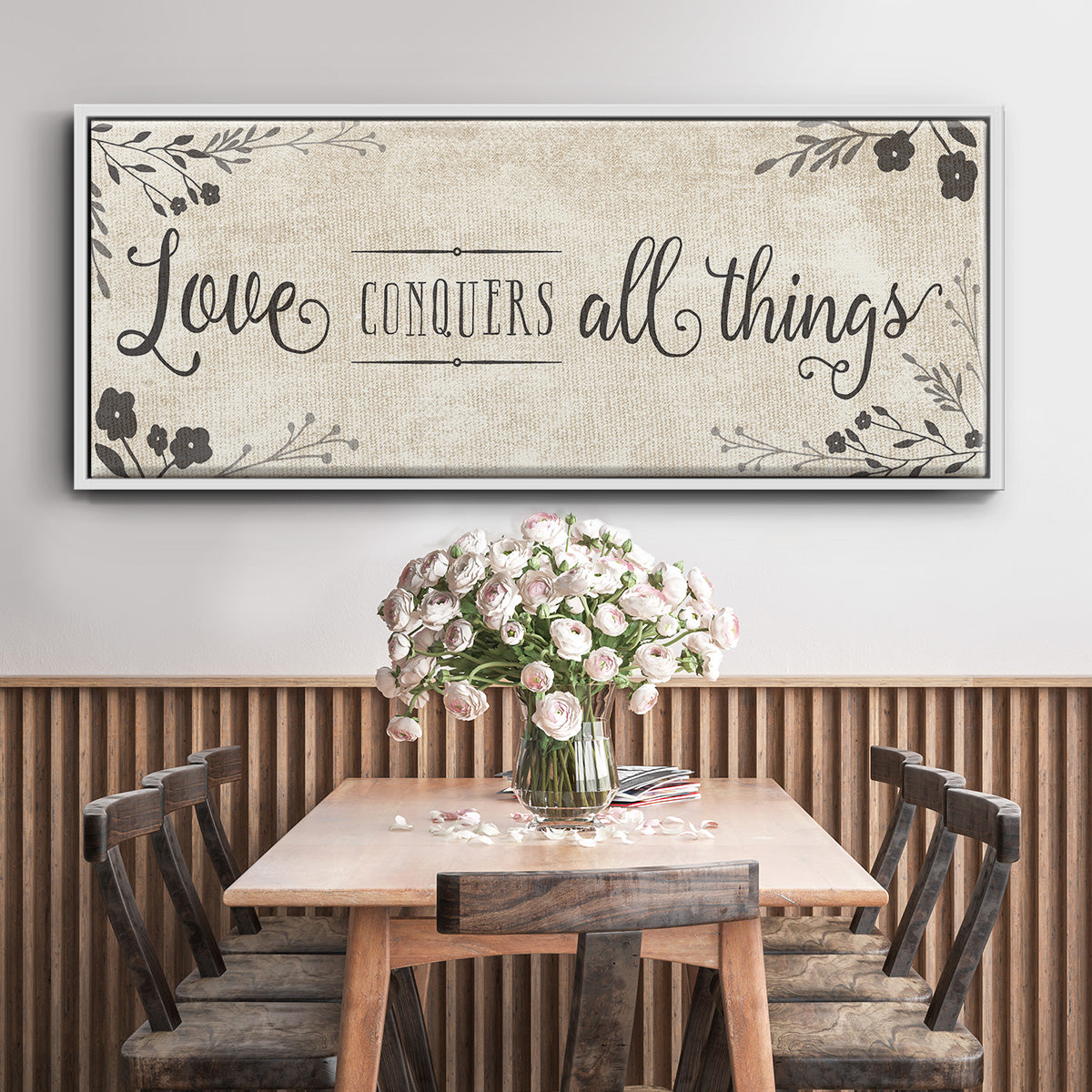 Love Conquers - Floater Framed Canvas Print