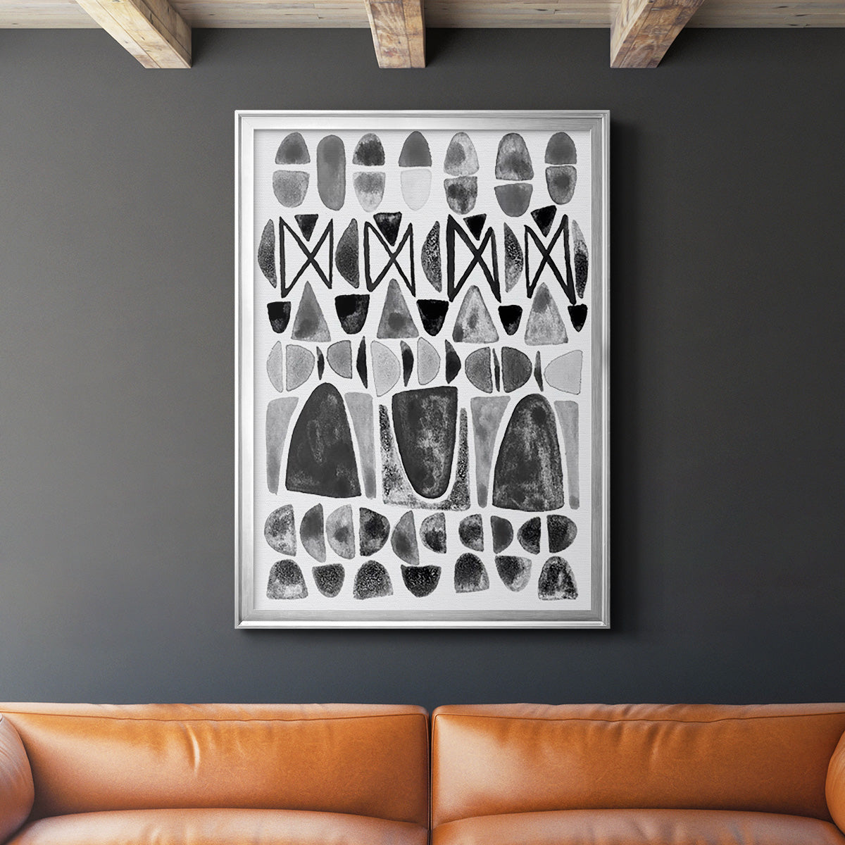 Grey Arches III - Modern Framed Canvas Print