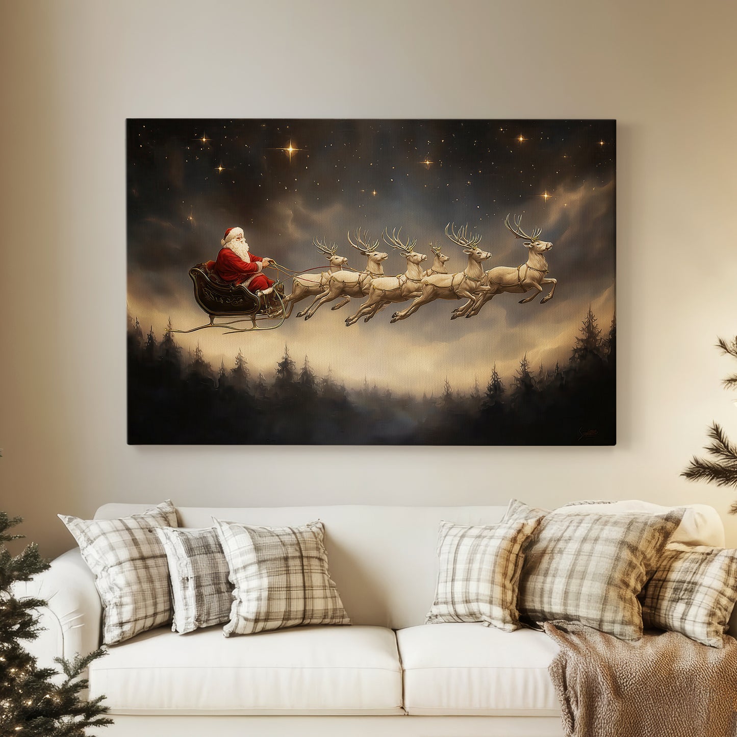 Warm Lantern Carols at Midnight - Canvas Art Print