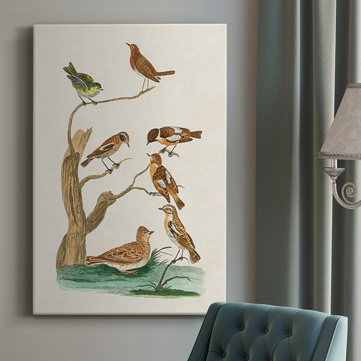 Antique Birds in Nature III Premium Gallery Wrapped Canvas - Ready to Hang