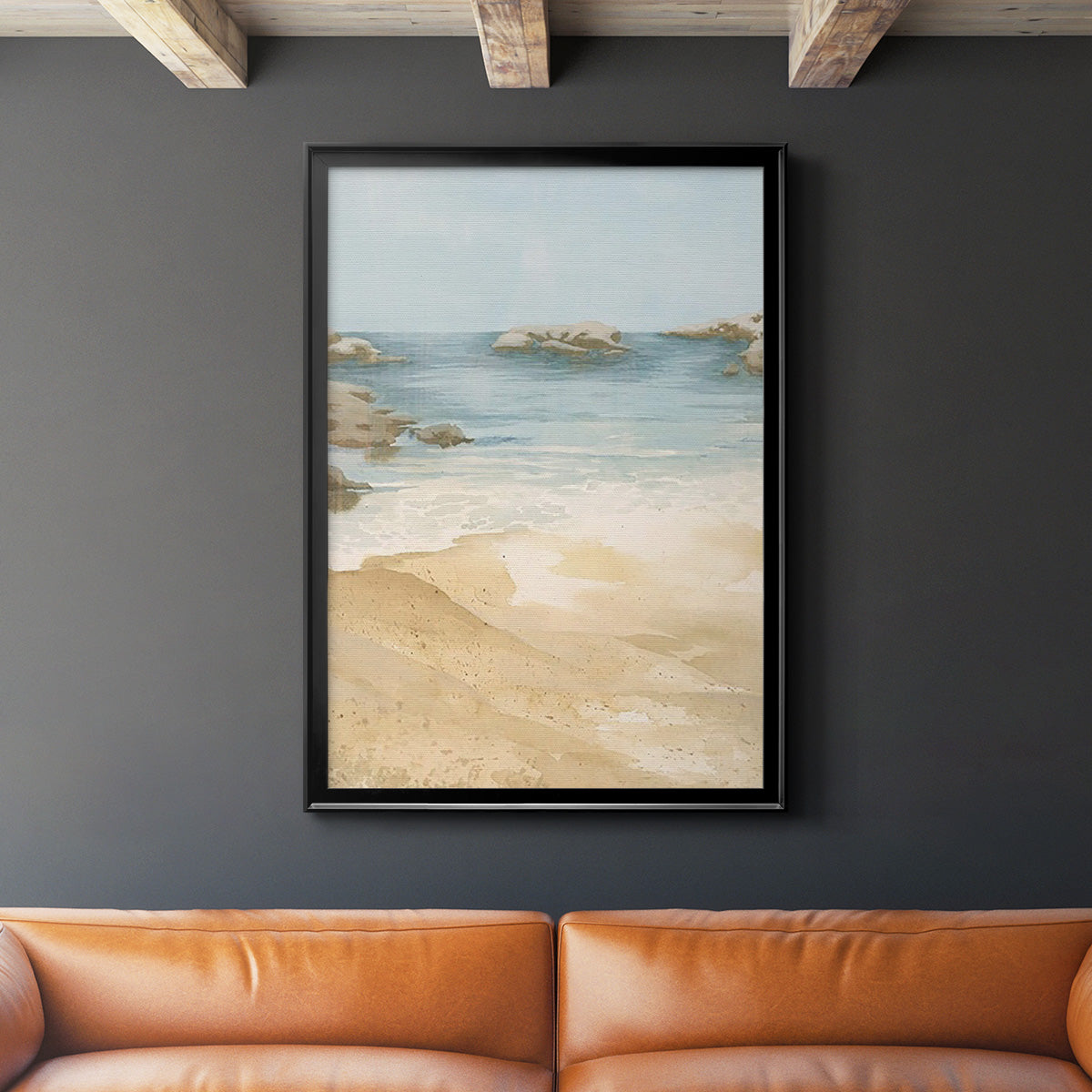 Tranquil Beach I - Modern Framed Canvas Print