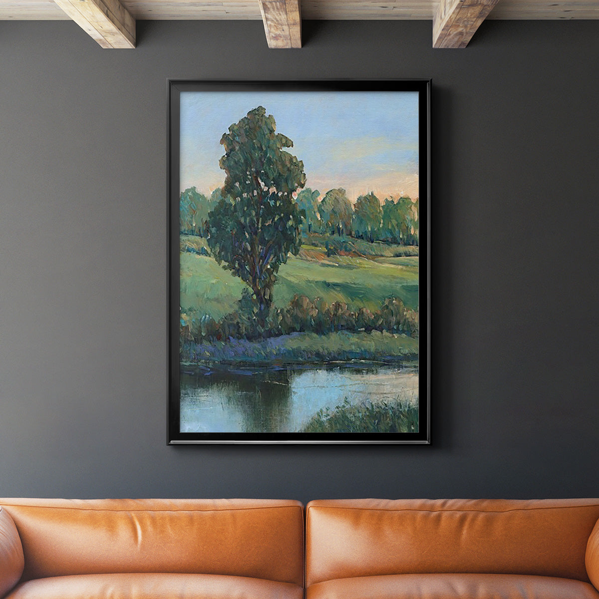 Tree by the Riverbank II - Modern Framed Canvas Print