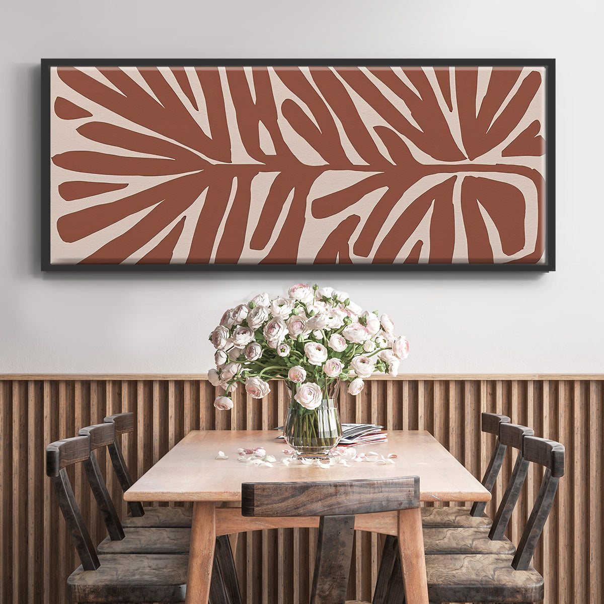 Terra Cotta Block Palms IV - Floater Framed Canvas Print