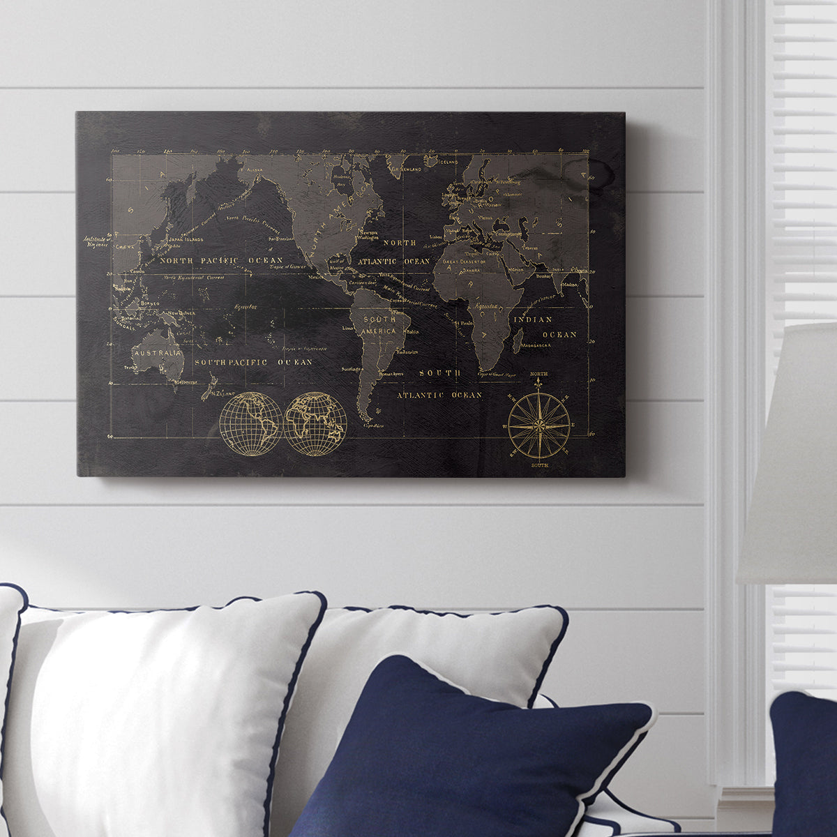 Black Gold Map - Canvas Art Print