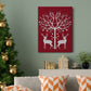 Christmas Des - Deer and Heart Tree, Grey on Red Premium Gallery Wrapped Canvas - Ready to Hang