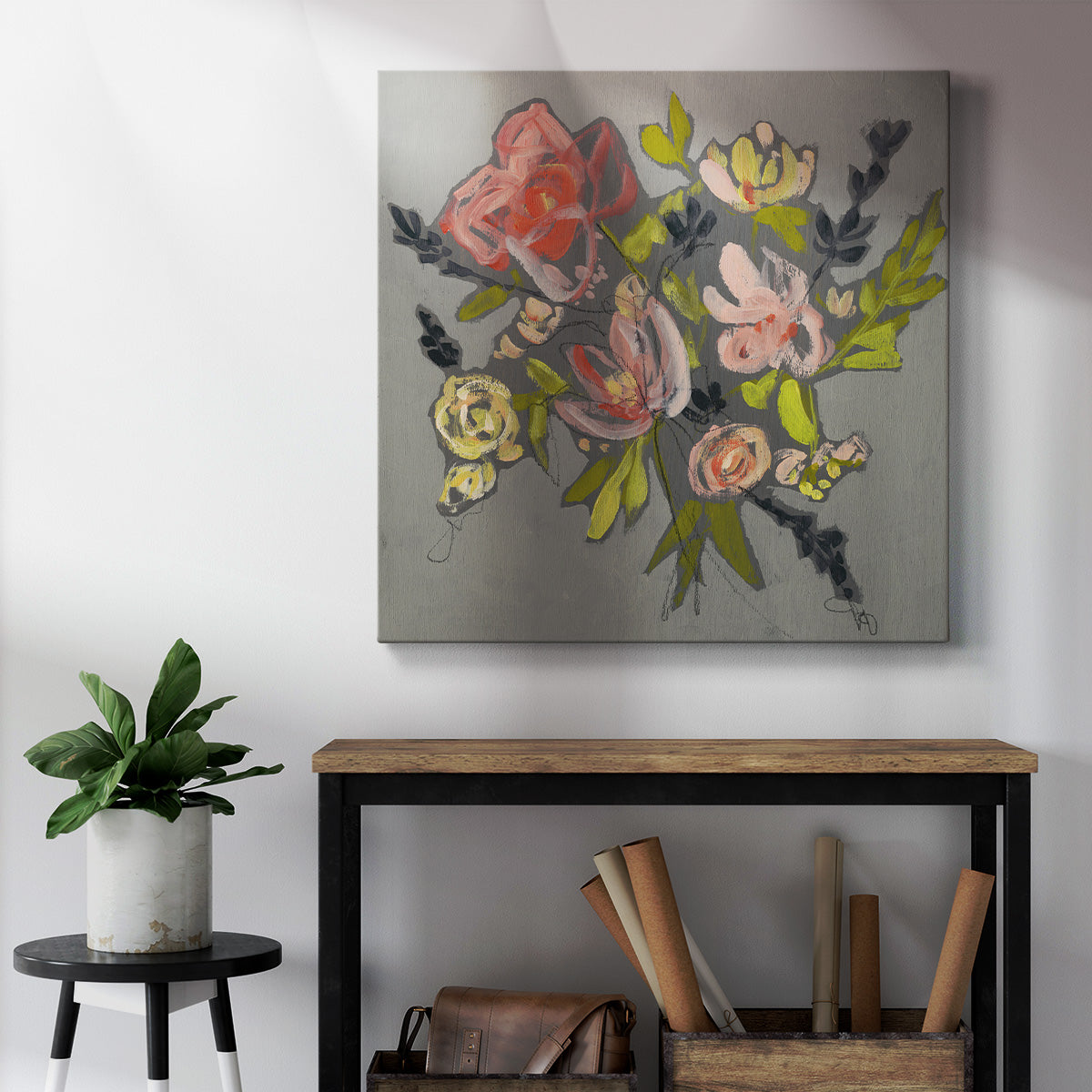 Blush & Paynes Bouquet I - Canvas Art Print