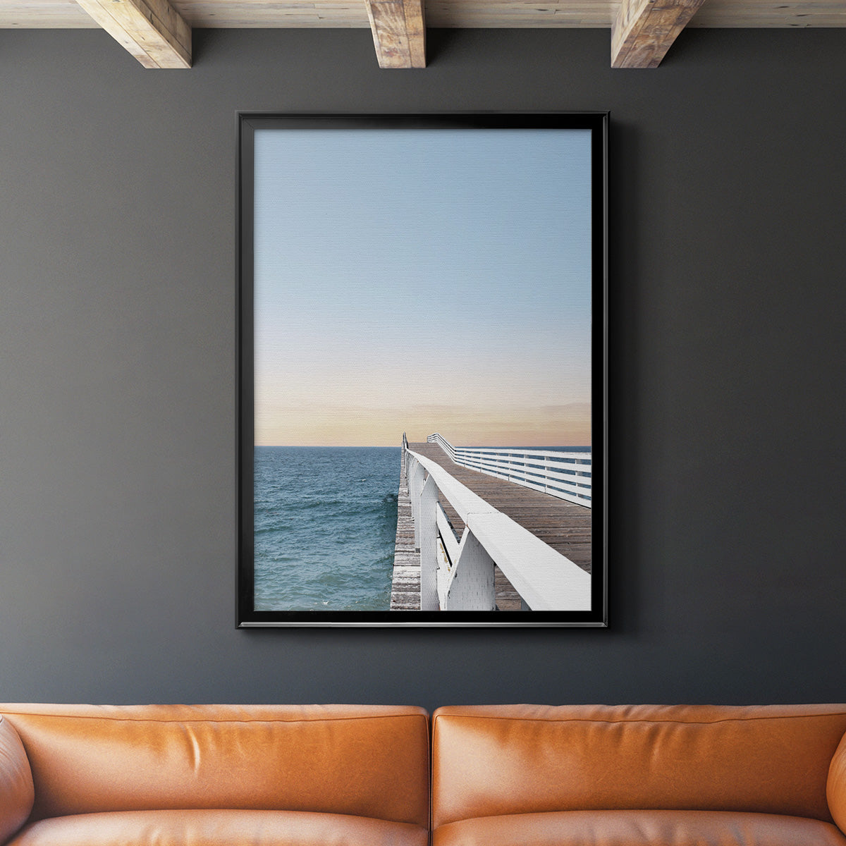 Day at the Pier - Modern Framed Canvas Print