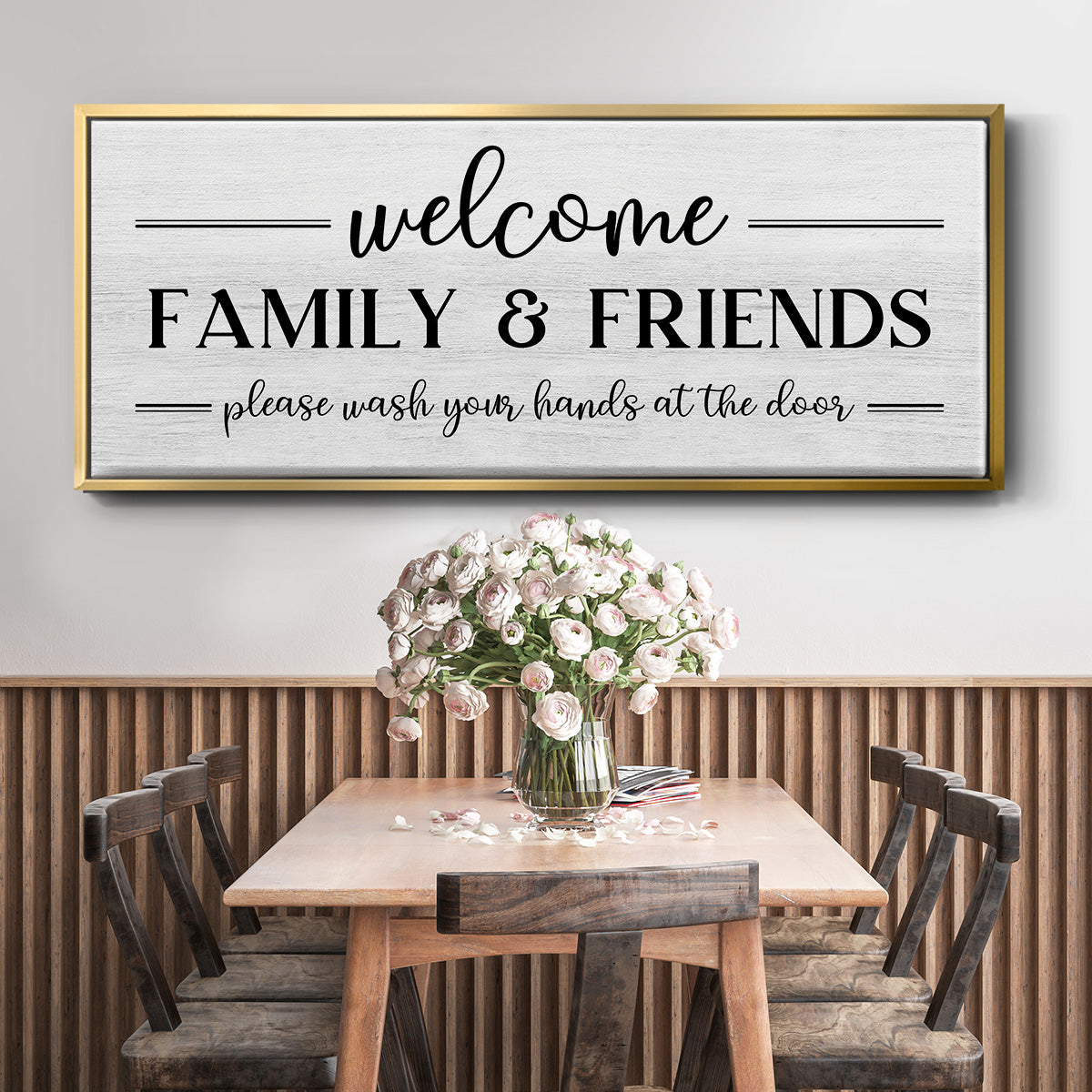 Welcome Family & Friends - Floater Framed Canvas Print