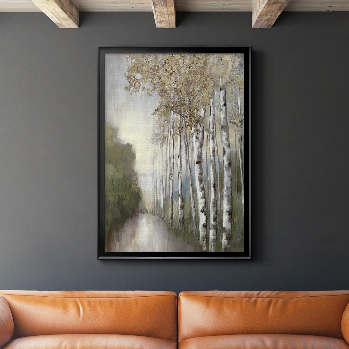 Woodland Walk Neutral - Modern Framed Canvas Print