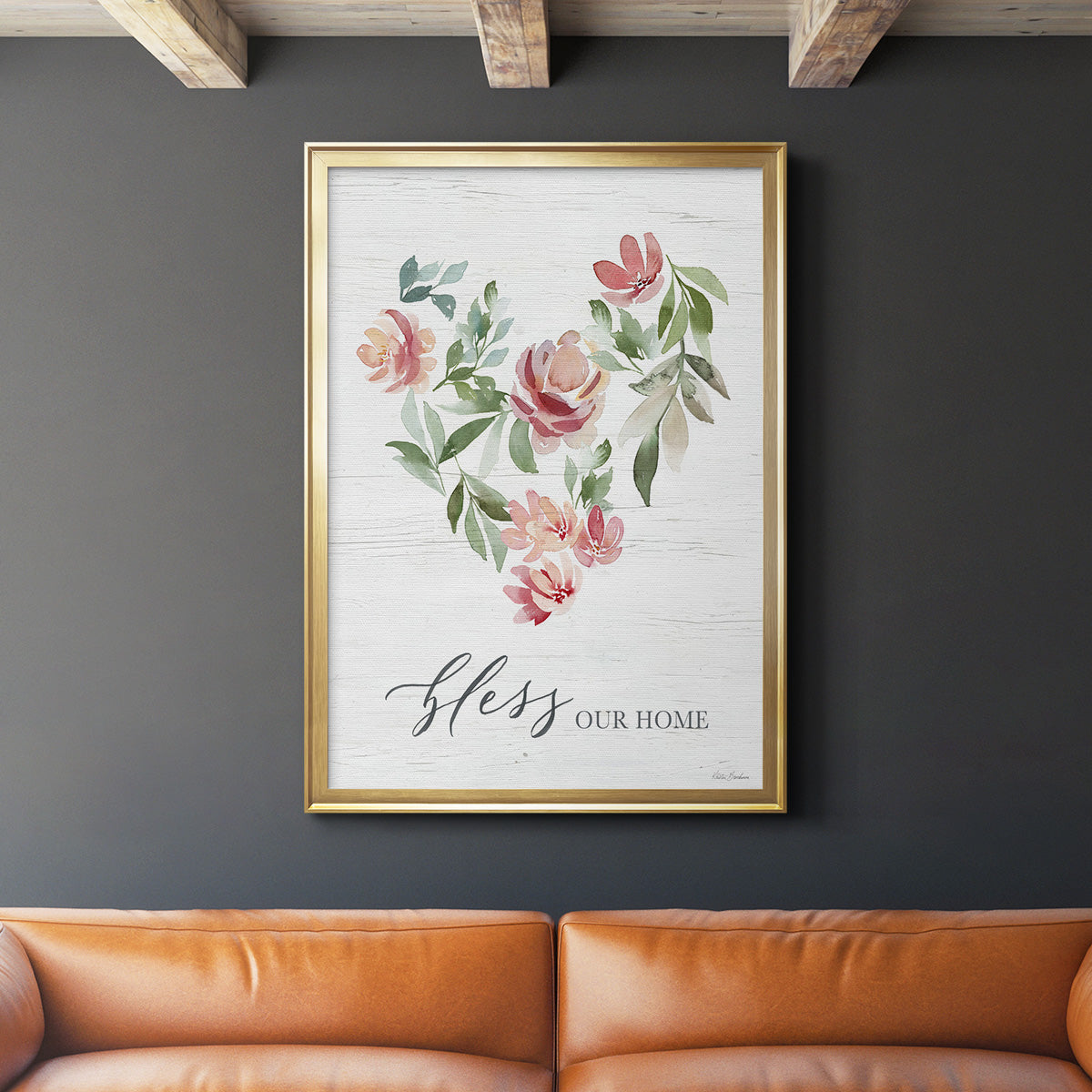 Paradise Floral Heart - Modern Framed Canvas Print