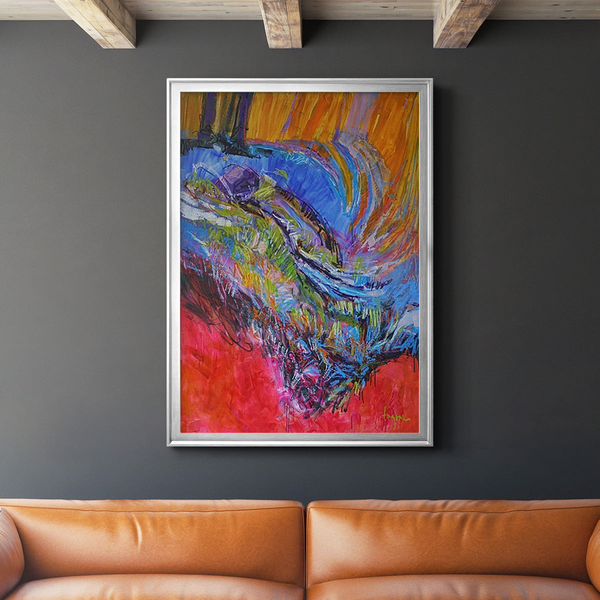 Vibrant Flow II - Modern Framed Canvas Print