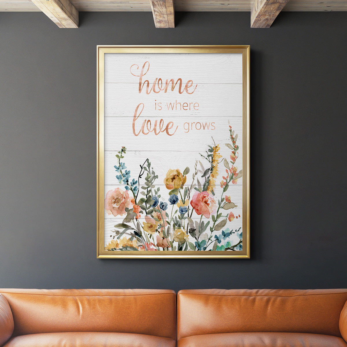 Home is Where Love Grows - Modern Framed Canvas Print