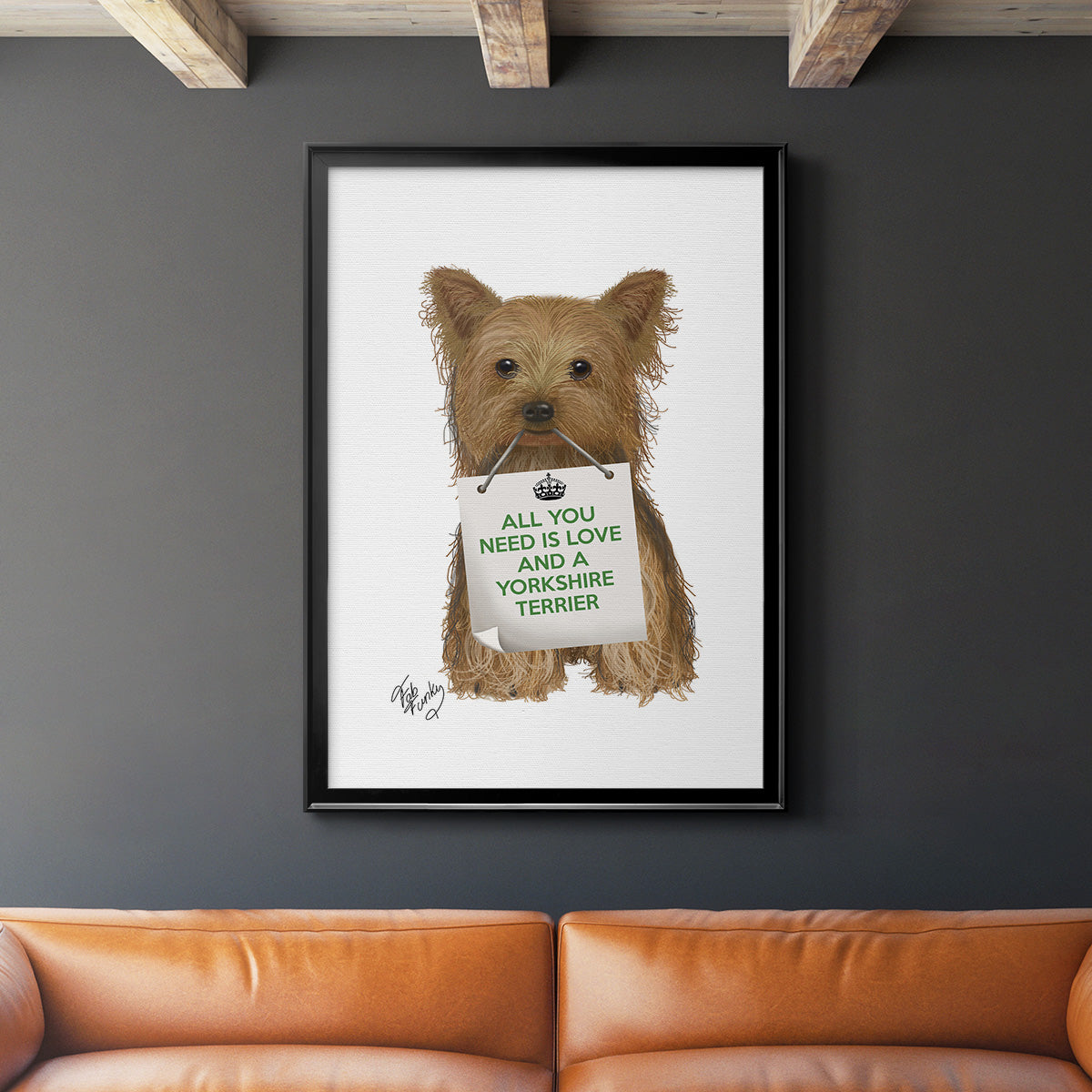 Love and Yorkshire Terrier - Modern Framed Canvas Print