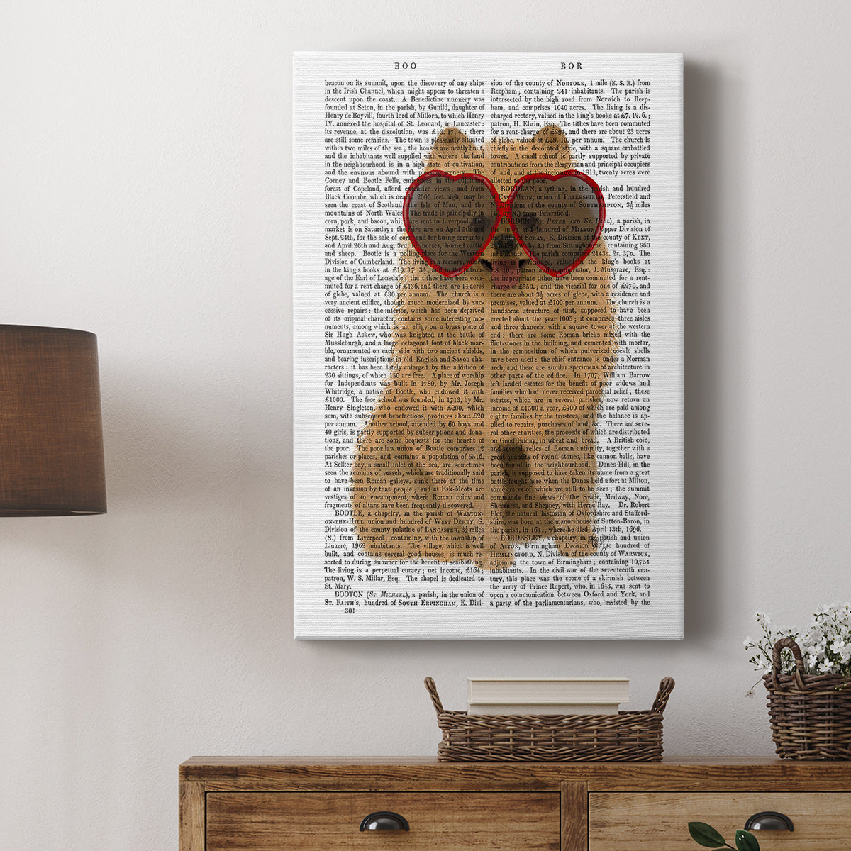 Pomeranian and Heart Glasses - Canvas Art Print
