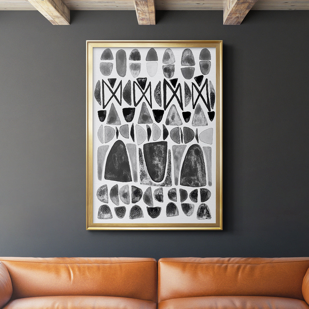 Grey Arches III - Modern Framed Canvas Print