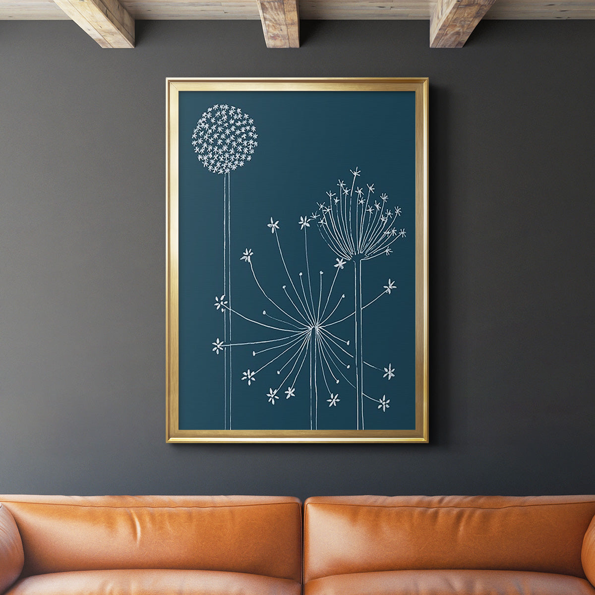 Graphic Alliums I - Modern Framed Canvas Print