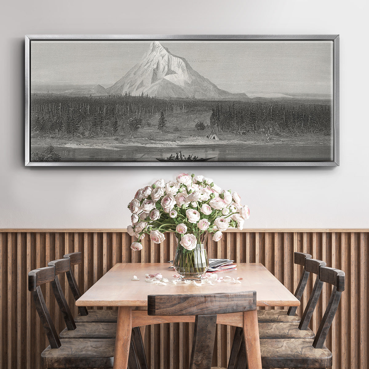 Mount Hood from the Columbia - Floater Framed Canvas Print