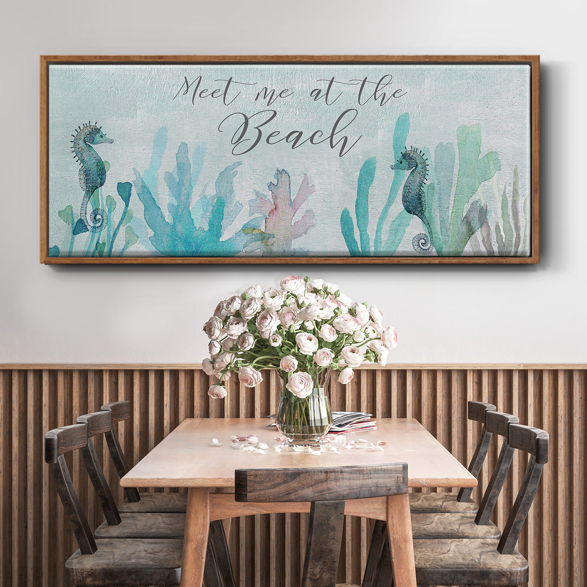 Seahorses and Coral - Floater Framed Canvas Print