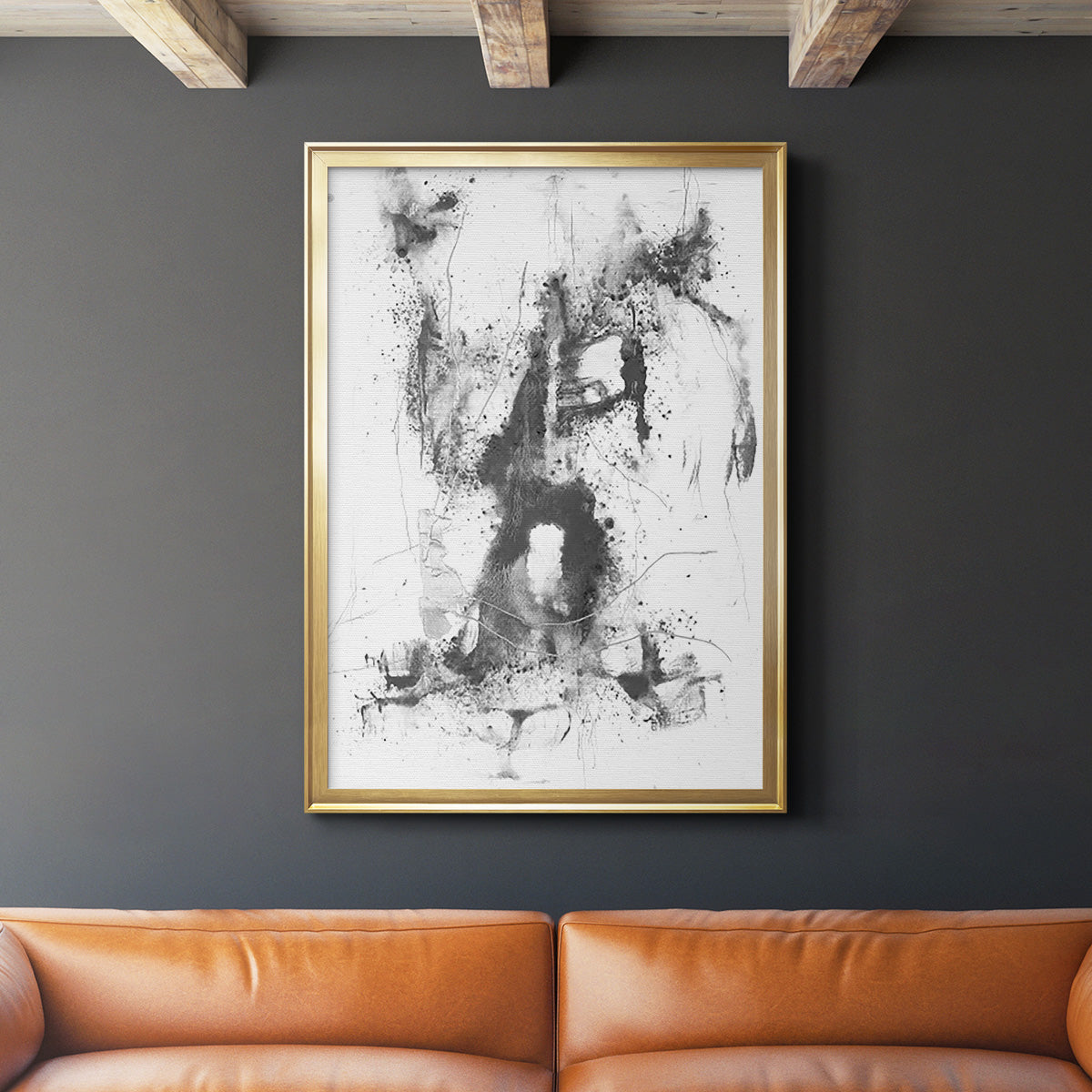 Graphite Abstract II - Modern Framed Canvas Print