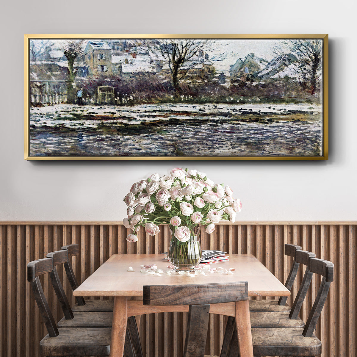 Snow in Vétheuil - Floater Framed Canvas Print