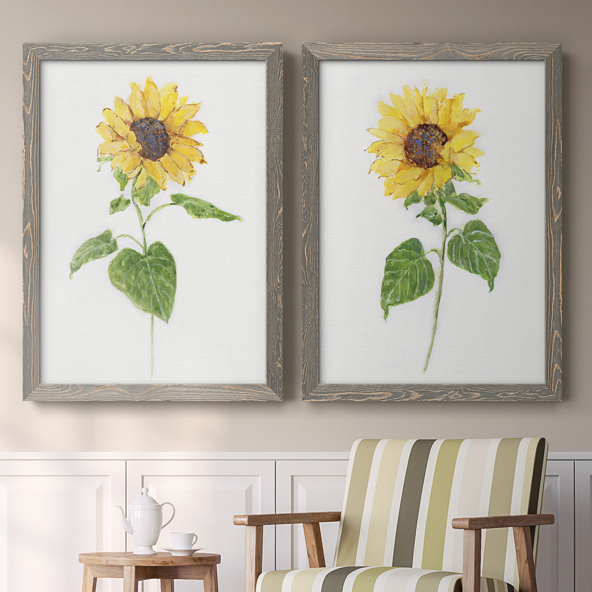 Sunflower I   - Premium Framed Canvas 2 Piece Set - Ready to Hang