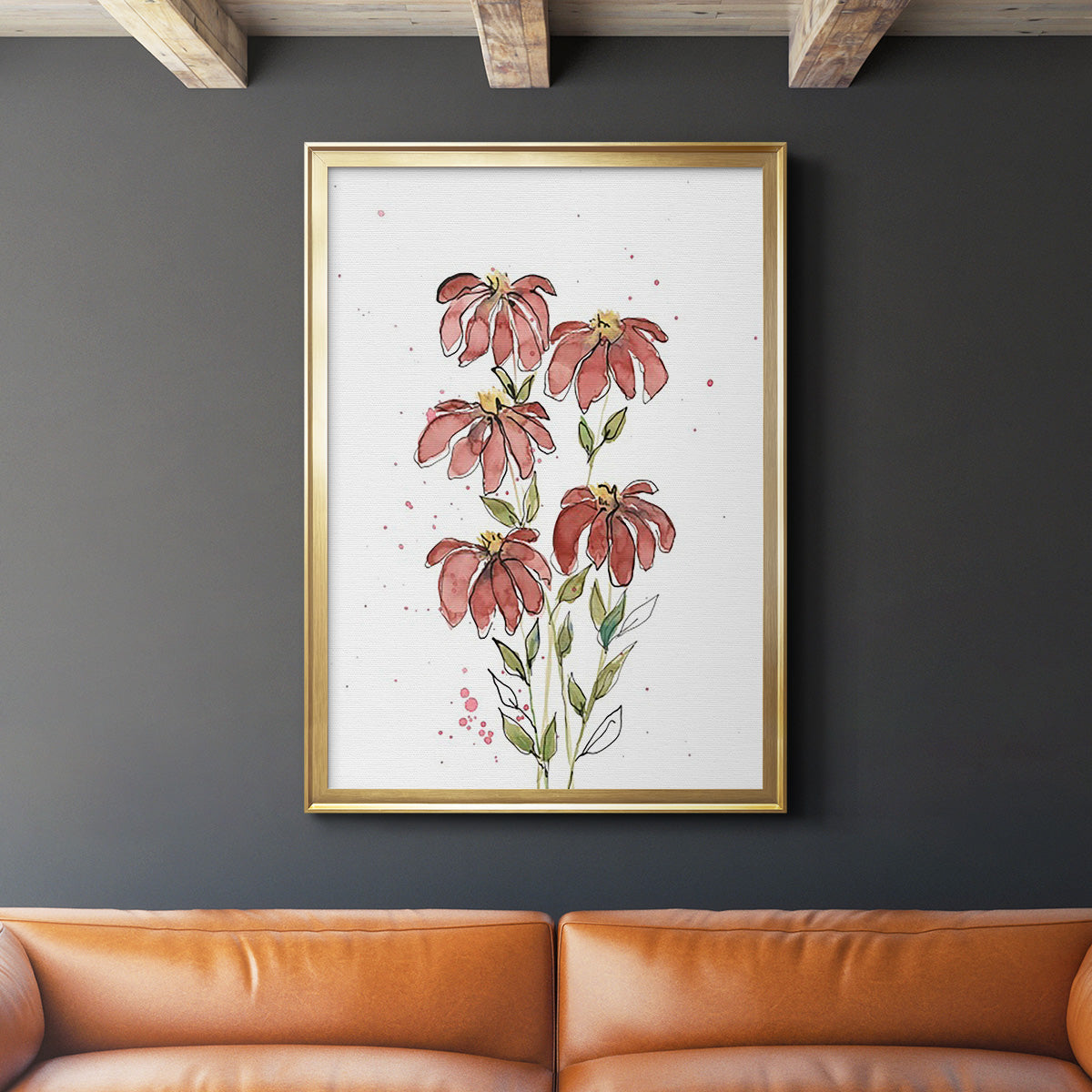 Watercolor Blooms II - Modern Framed Canvas Print