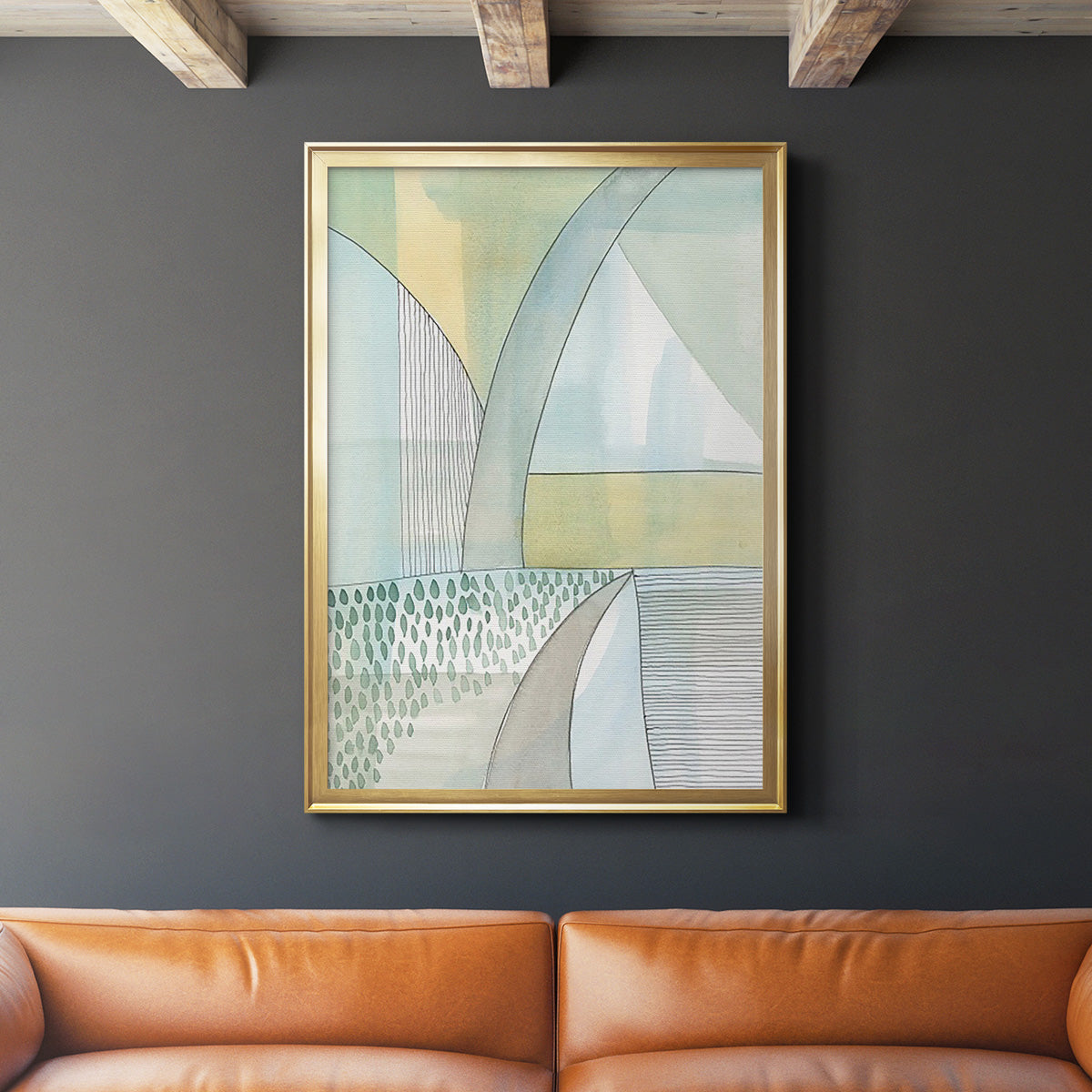 Mint Reflection II - Modern Framed Canvas Print