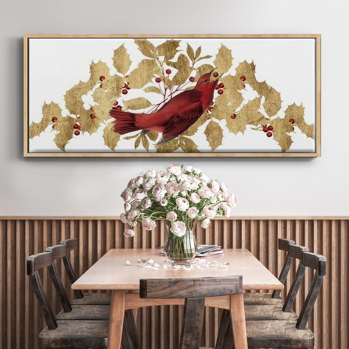 Red Bird Christmas Collection D - Floater Framed Canvas Print