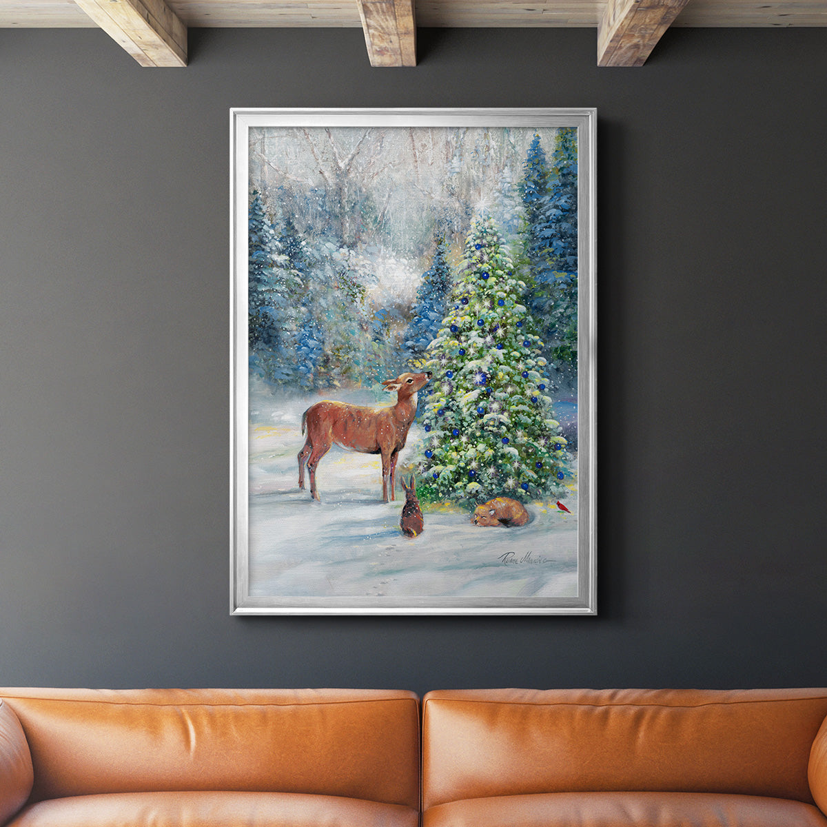 Winter Gathering - Modern Framed Canvas Print