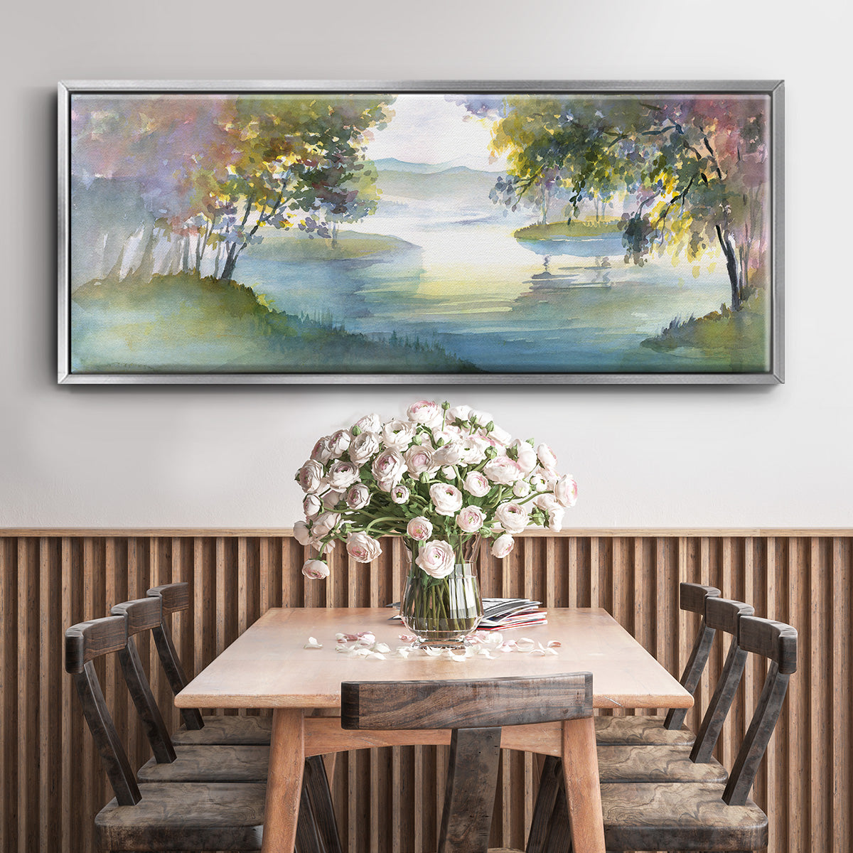 Meandering Lake I - Floater Framed Canvas Print