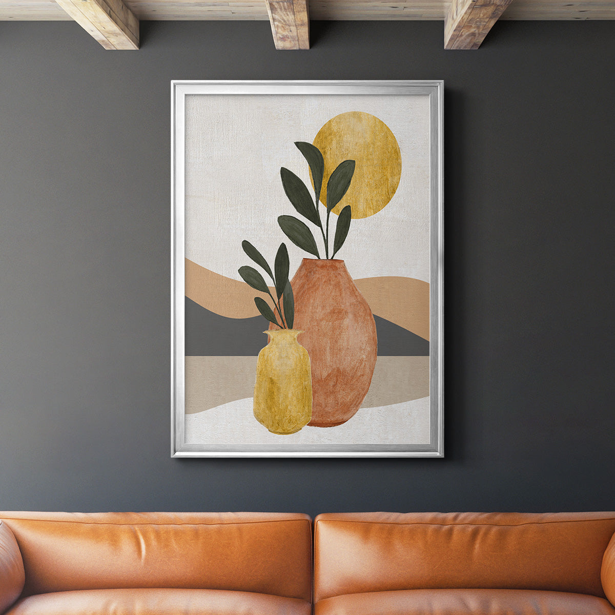 Adobe Moon II - Modern Framed Canvas Print