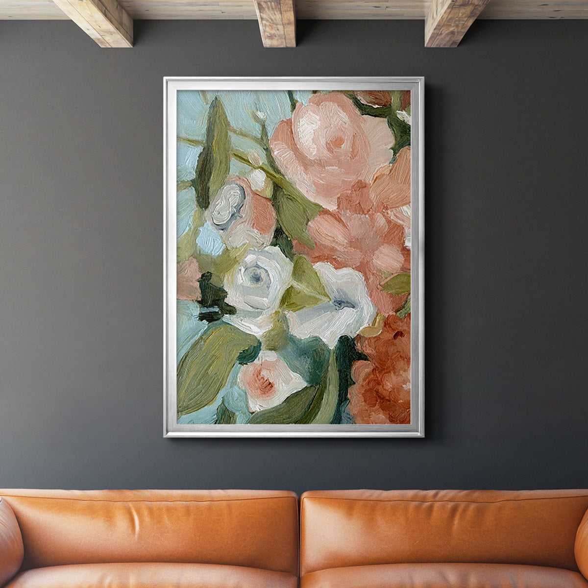 Bouquet Scatter II - Modern Framed Canvas Print