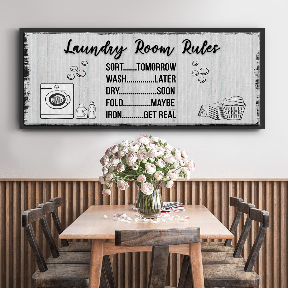 Laundry Room Rules - Floater Framed Canvas Print