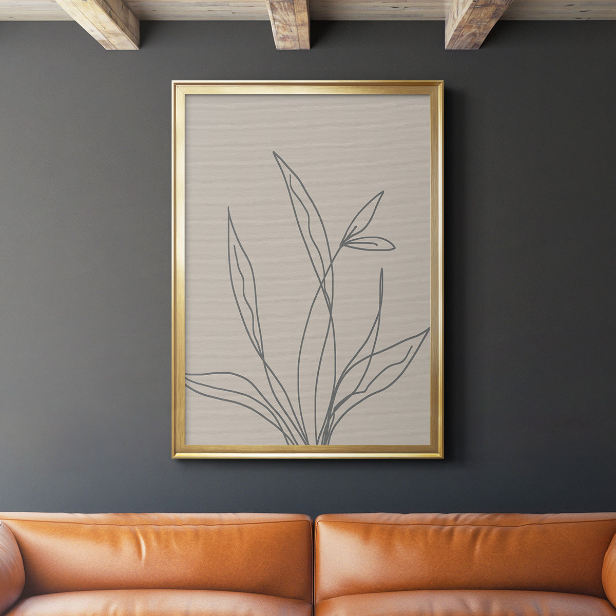 Neutral Lines II - Modern Framed Canvas Print