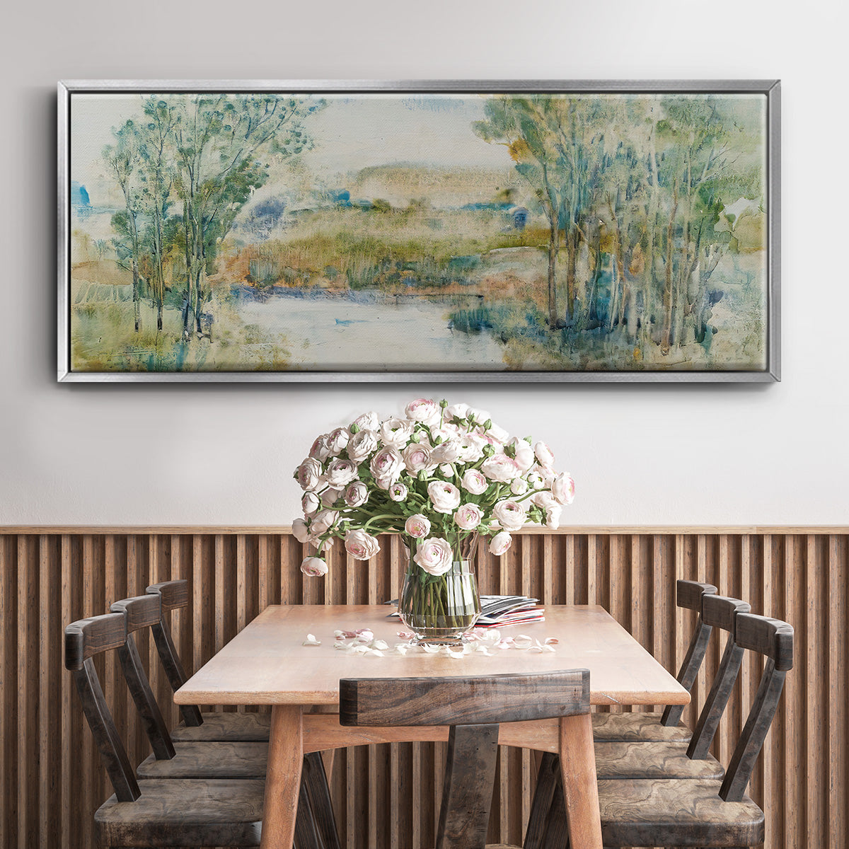 Trees on the Creek I - Floater Framed Canvas Print