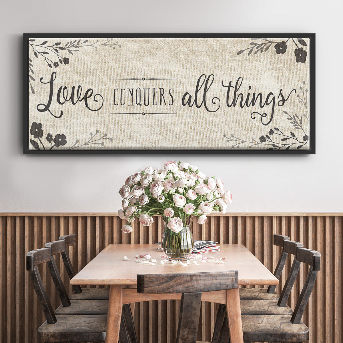 Love Conquers - Floater Framed Canvas Print