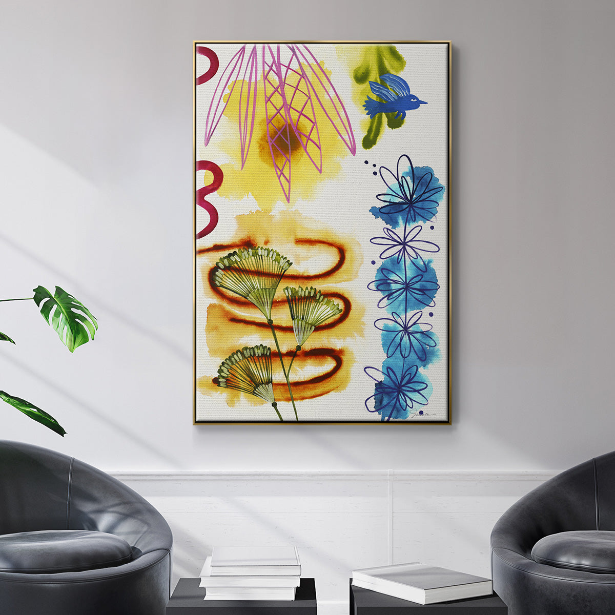 Flower Power I - Framed Premium Gallery Wrapped Canvas L Frame - Ready to Hang