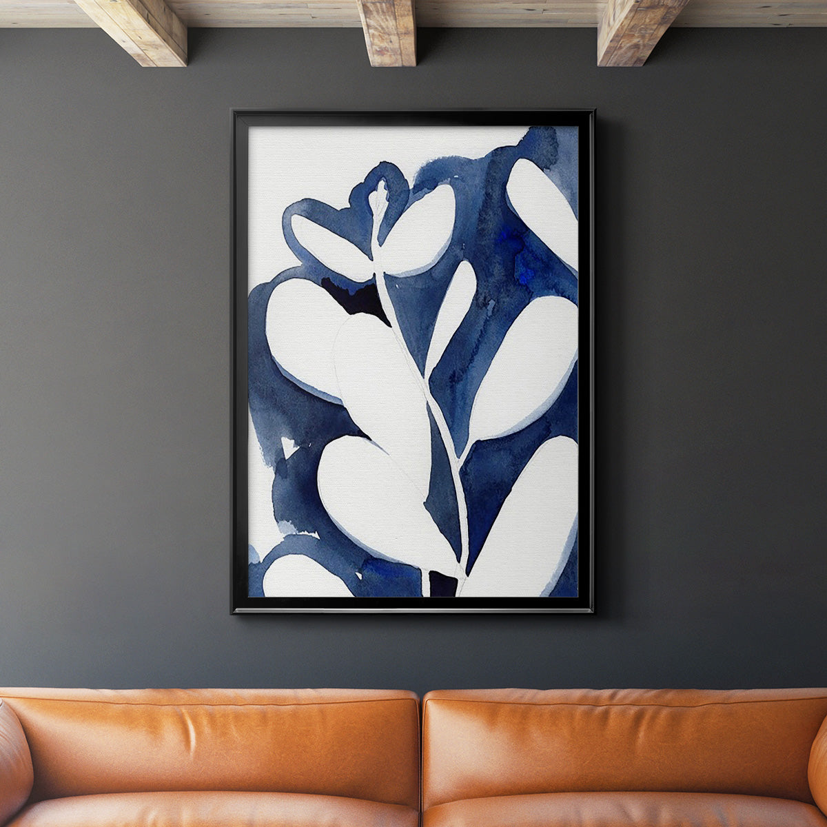 Blue Eucalyptus II - Modern Framed Canvas Print