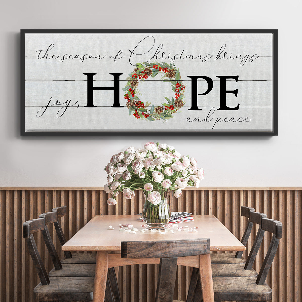 Joy Hope and Peace - Floater Framed Canvas Print