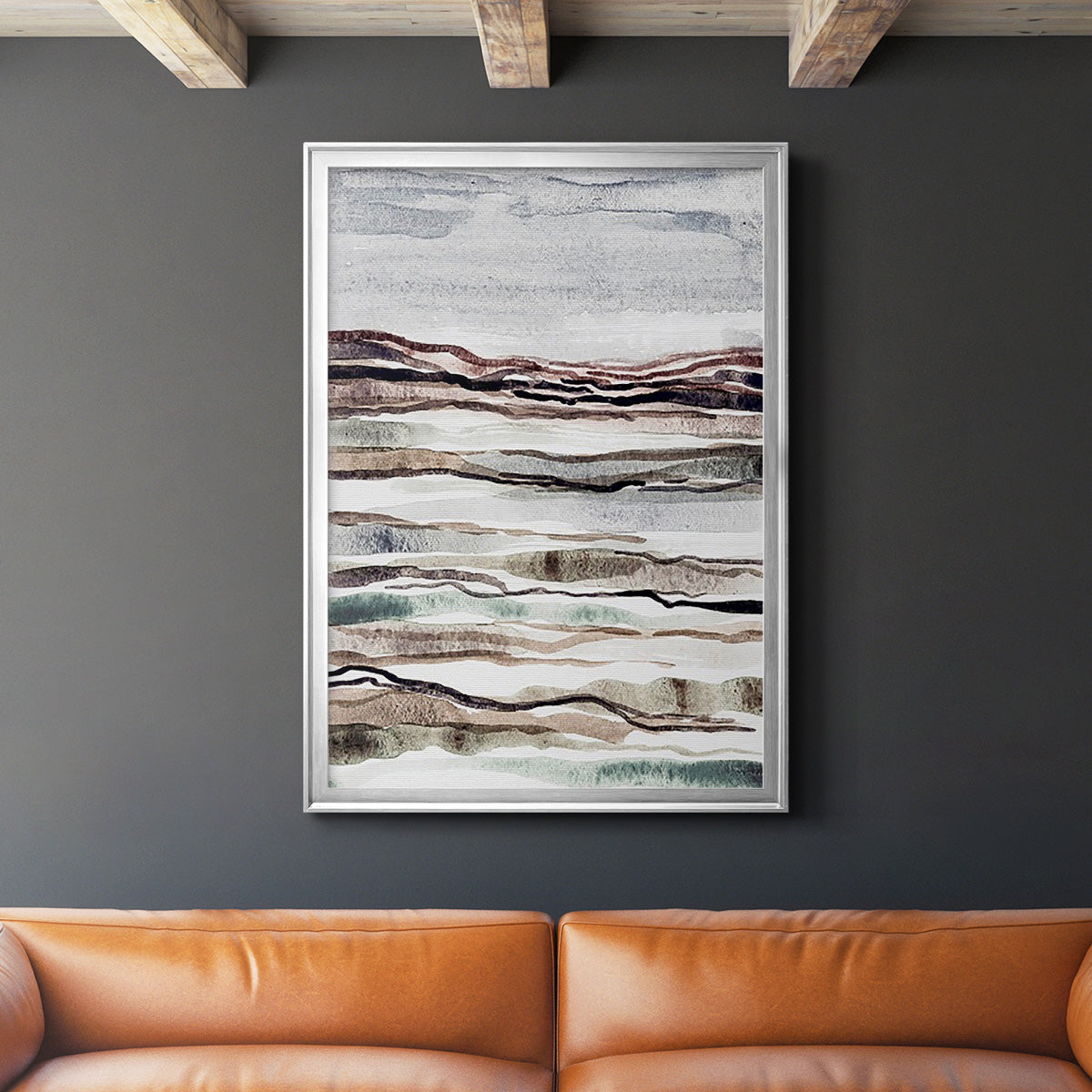 Muted Earth Layers I - Modern Framed Canvas Print