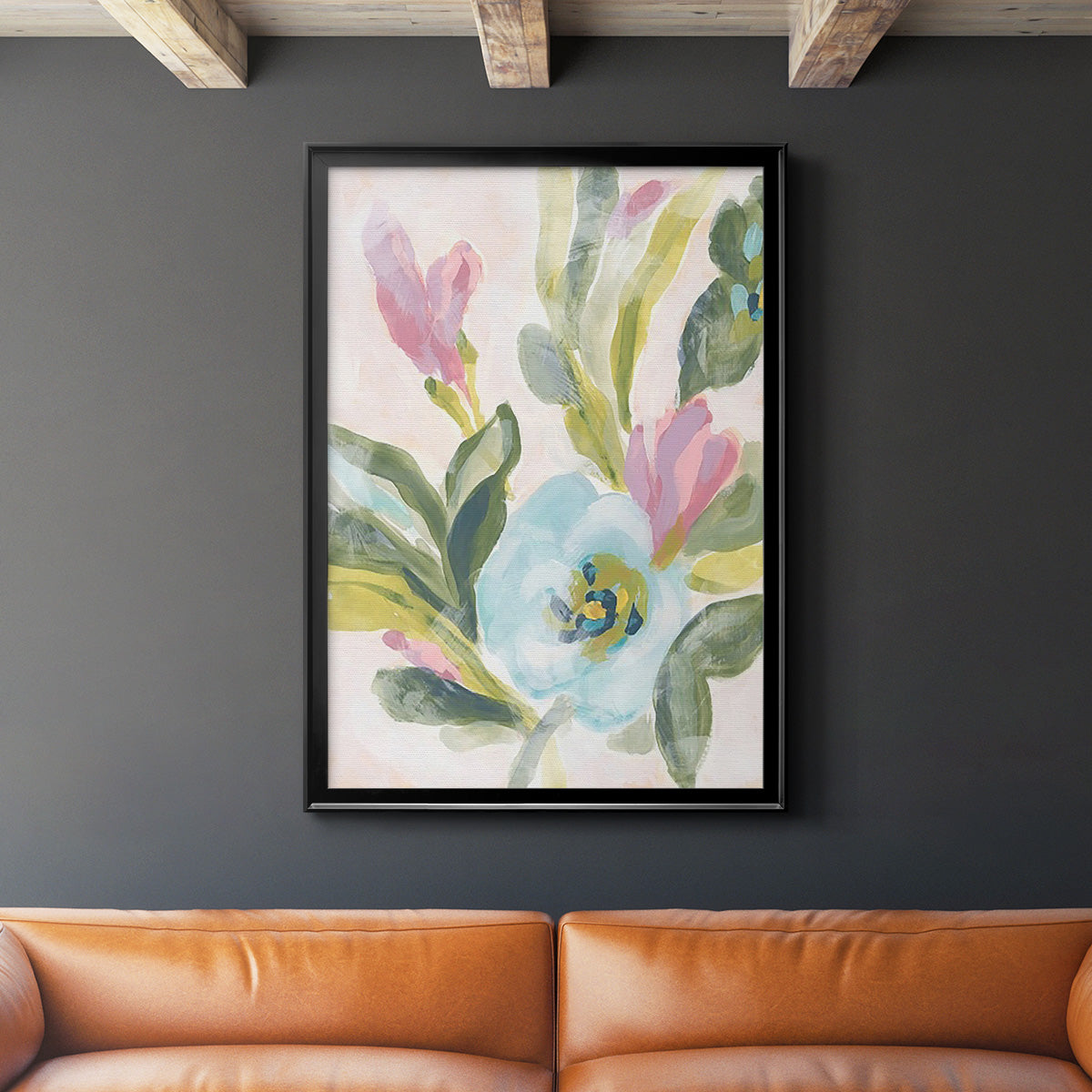 Floral Breeze Fresco  II - Modern Framed Canvas Print