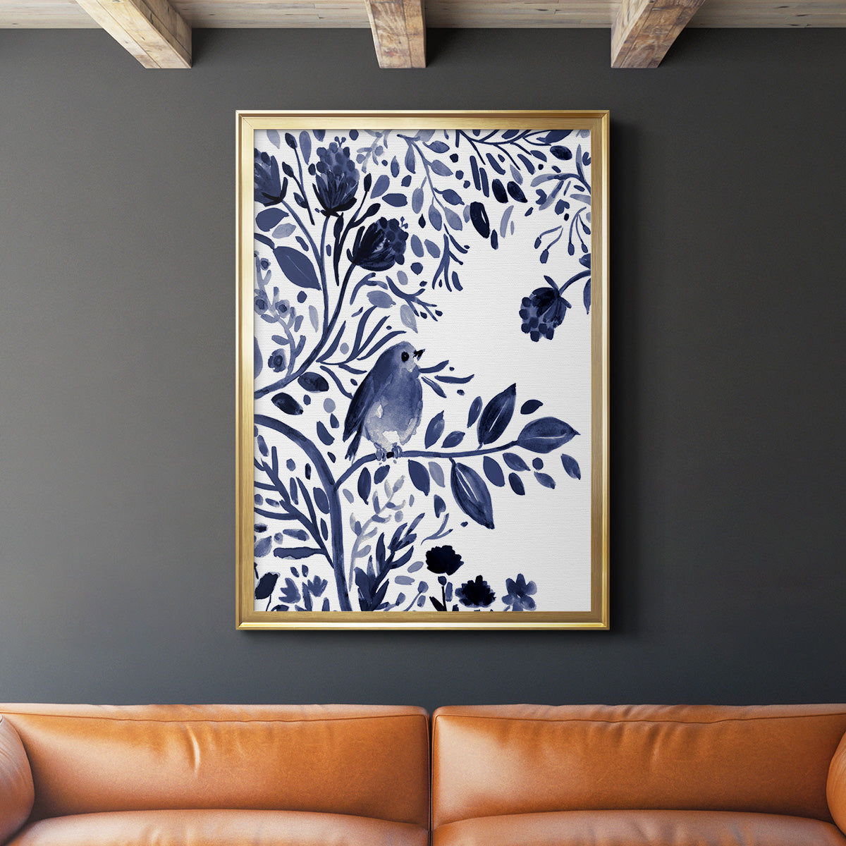 Indigo Song I - Modern Framed Canvas Print