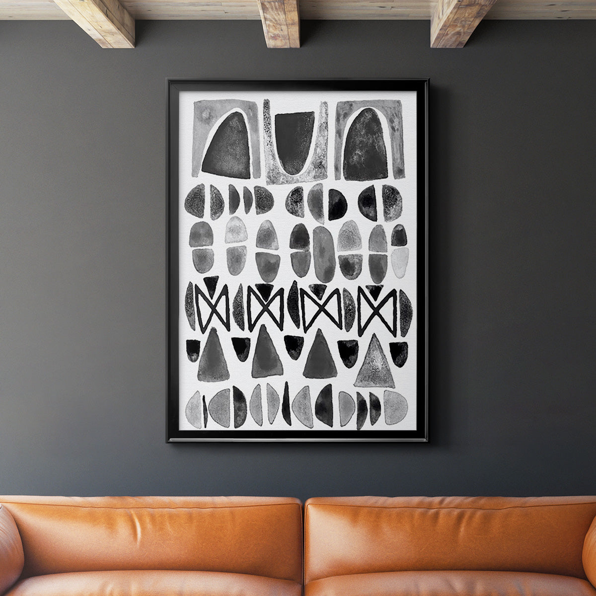 Grey Arches I - Modern Framed Canvas Print