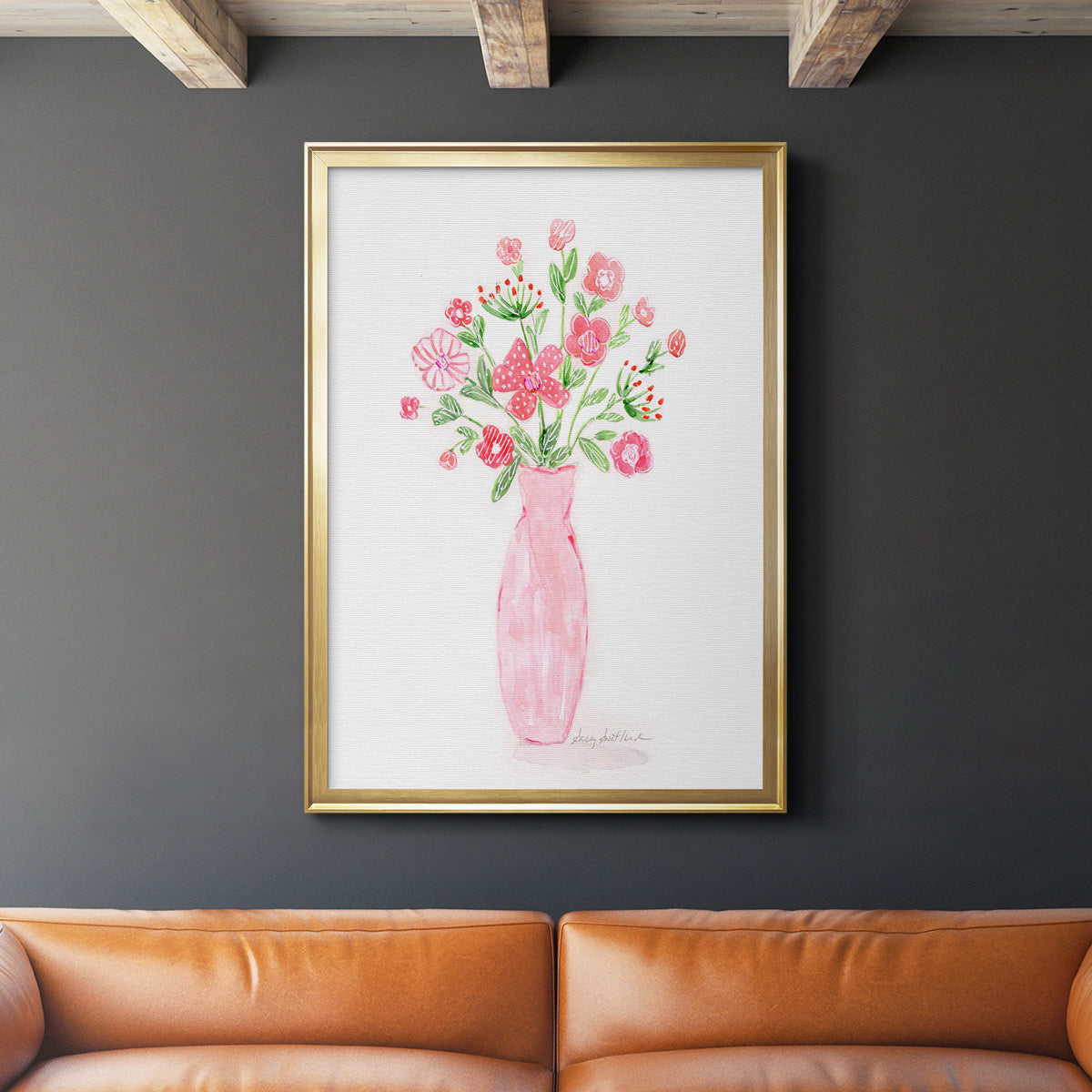 Boho Pinwheel Bouquet I - Modern Framed Canvas Print