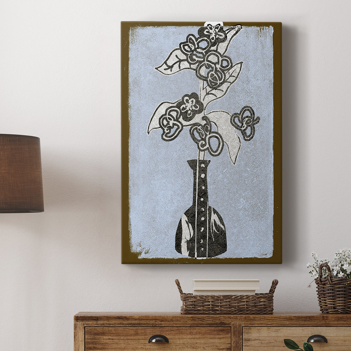 Graphic Flowers in Vase III - Canvas Art Print