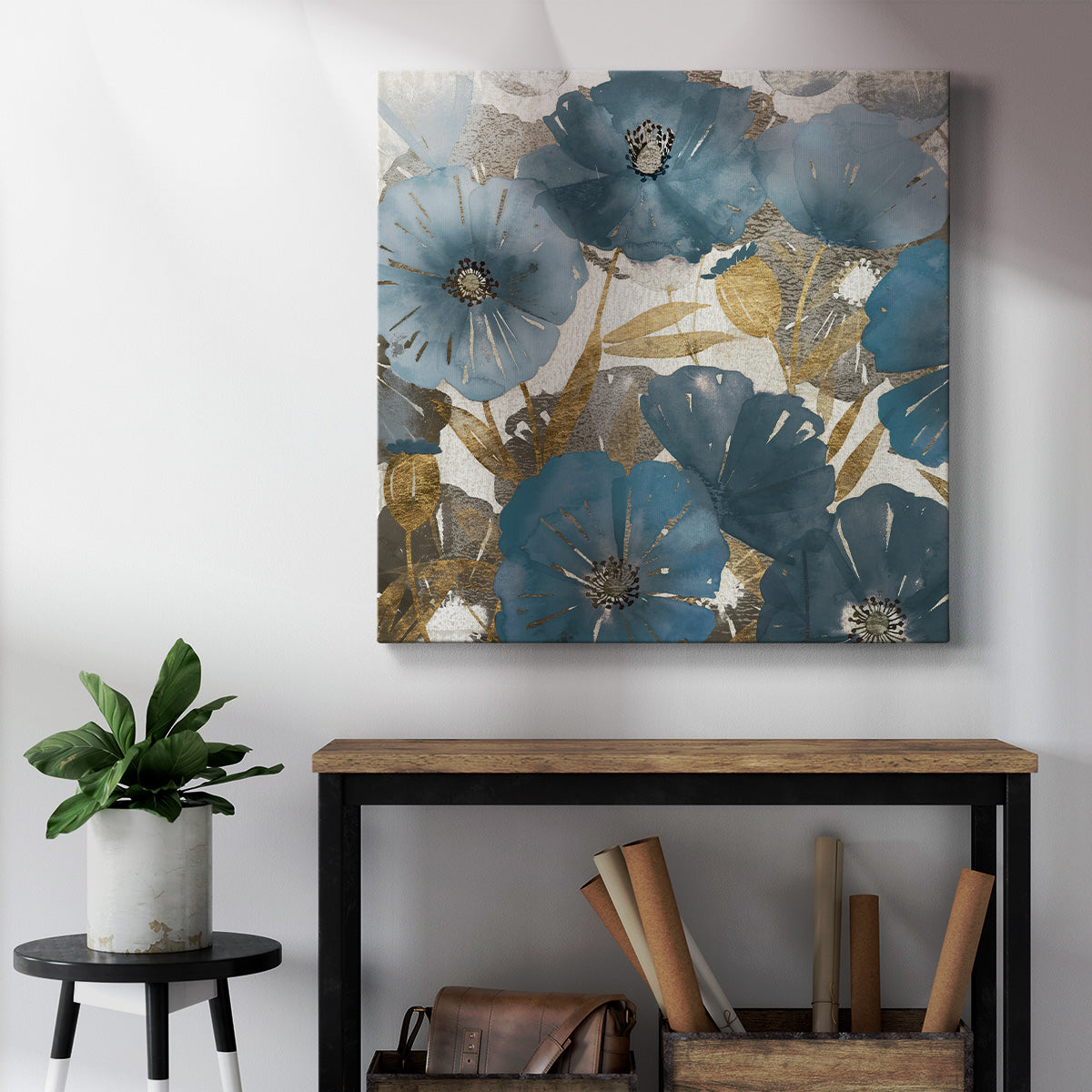 Blue and Gold Poppies I - Canvas Art Print