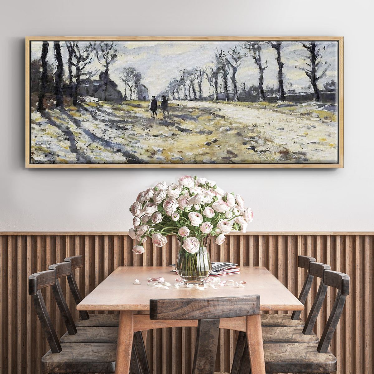 The Road, Effect of Snow at Sunset, 1869 - Floater Framed Canvas Print
