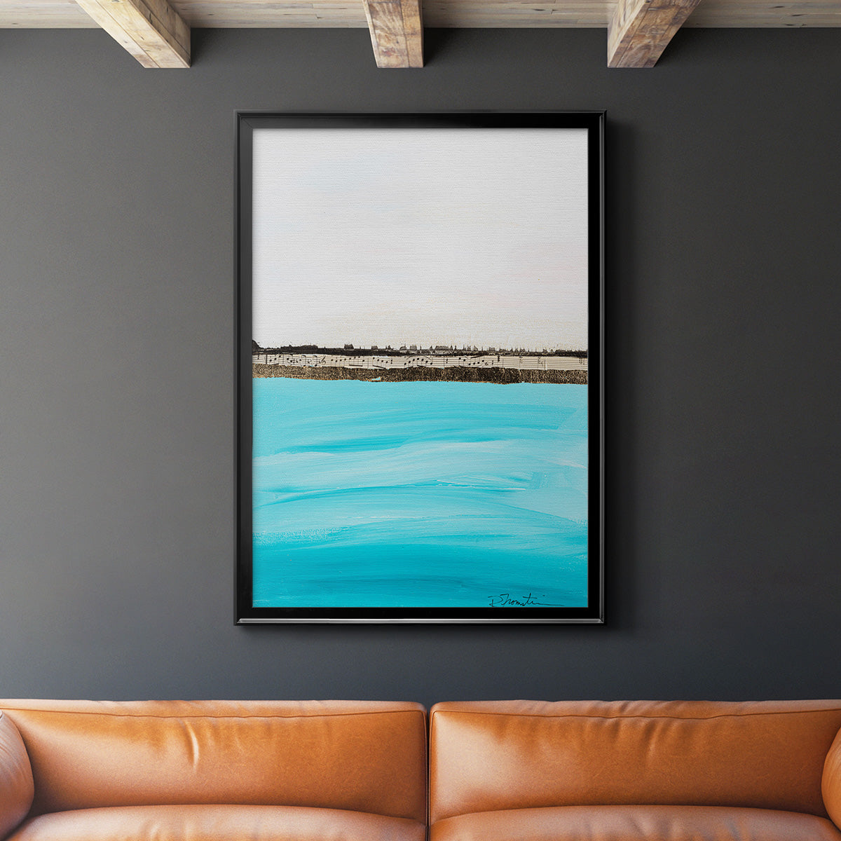 Harmony in Turquiose - Modern Framed Canvas Print