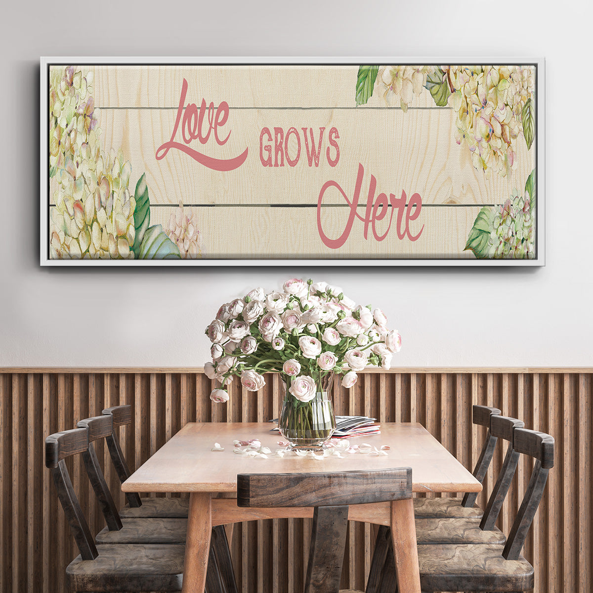 Love Grows Here - Floater Framed Canvas Print