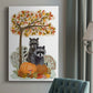 Raccoons On Pumpkins Under Tree Premium Gallery Wrapped Canvas - Ready to Hang